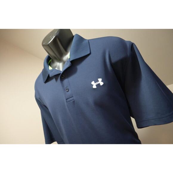Under Armour Golf Polo Blue HeatGear Performance Athletic Shirt Mens Size XL - Picture 1 of 8